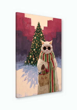 White Cat Christmas Shopping