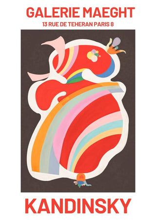 Abstract red and multicolored shapes on a Kandinsky Forme Rouge Plakat, Galerie Maeght exhibition poster.