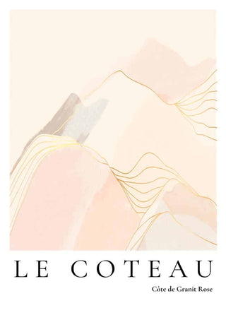 Minimalist illustration of pink granite mountains with "Le Coteau" and "Côte de Granit Rose" text at the bottom.