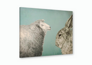 Sheep and Bunny - A Meeting in the Meadow - Anna Milewska
