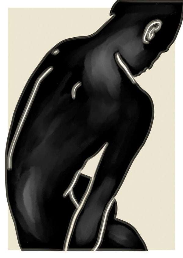 Minimalist black and white illustration of a seated nude figure from "Thinkin Out Loud" by Vincent von Hauzer.