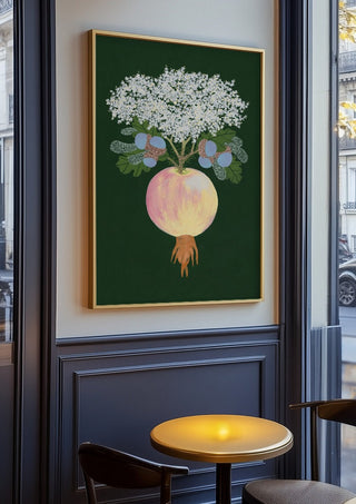 Absolutely confused by Jaron Su in an oak frame on a panelled café wall