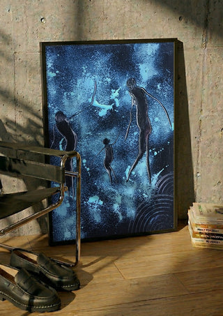 Three Figures in Blue - luco art