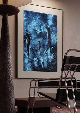 Three Figures in Blue - luco art