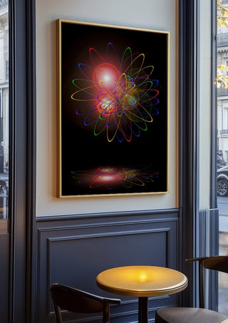 Light and Energy by Walter Zettl in an oak frame on a panelled café wall