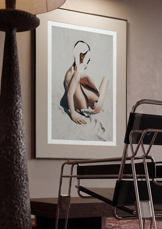 Over the void by Rocio Montoya framed in a dim room beside a tubular steel chair