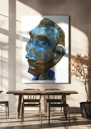 Vincent by Simone Hübner-Schwinn hanging above a wooden dining table in warm sunlight