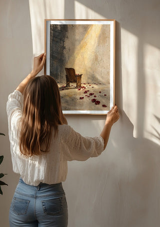 After the Applause by Matthews Gallerie being hung on a sunlit wall