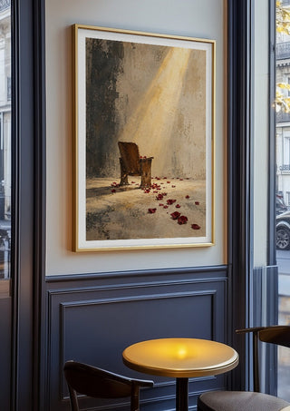 After the Applause by Matthews Gallerie in an oak frame on a panelled café wall