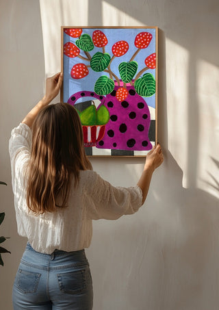 Sweet Pear by LGDyrby being hung on a sunlit wall