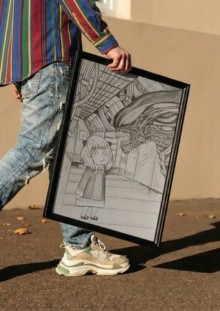 Alien X Anya by CarolineV carried in a black frame along a sunny street