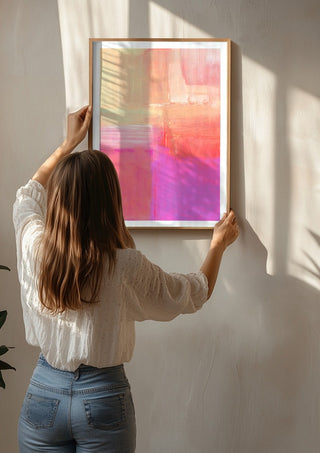 soft atmospheric composition by Iris Lehnhardt being hung on a sunlit wall