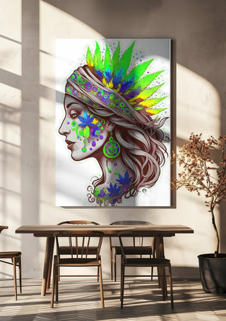 The Leaf Crown by BunteBeute hanging above a wooden dining table in warm sunlight