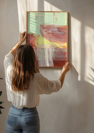 abstract layers and forms 1 by Iris Lehnhardt being hung on a sunlit wall