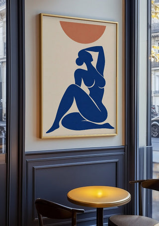 Abstract Nude Art Inspired by Henri Matisse by TimlessArtworks in an oak frame on a panelled café wall