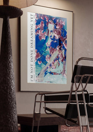 cherry baily by hazelart framed in a dim room beside a tubular steel chair