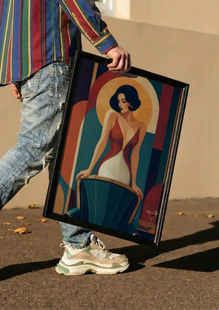 The Last Martini by ArtySjak carried in a black frame along a sunny street