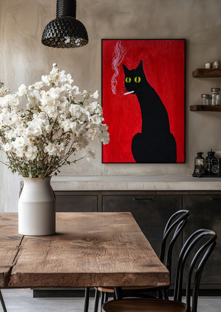 Vadim by Zhan Snow in a black frame above a rustic table with white flowers