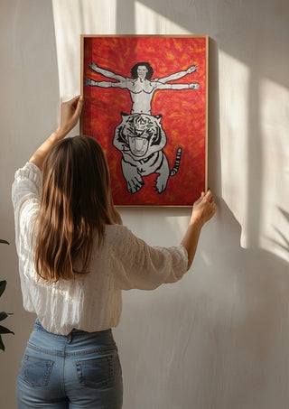 Es gibt dich zweimal by Olaf Baier being hung on a sunlit wall