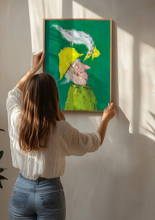 Whimsical Man with Bird - Natascha Baumgärtner