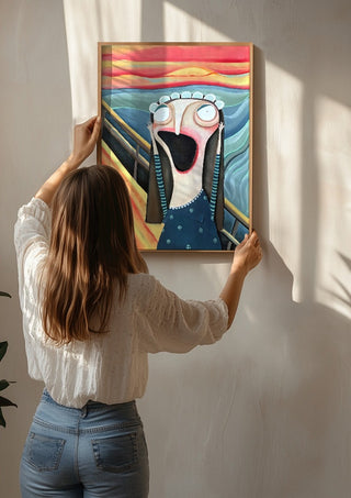 Der letzte Schrei by lacaluna being hung on a sunlit wall