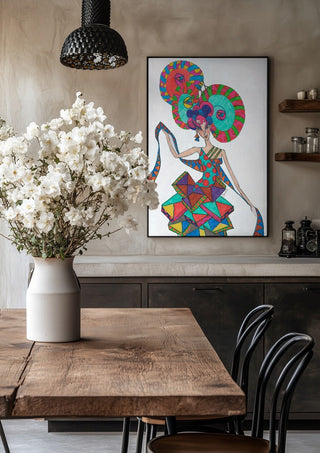 Life is geometry by A Sleepy Spirit Art in a black frame above a rustic table with white flowers