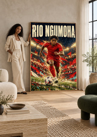 Rio Ngumoha by Danii Steinfeldt leaning against a sunlit living room wall beside a woman
