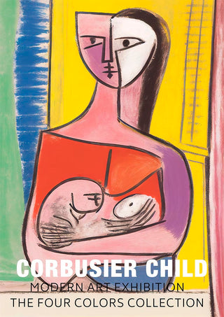 Abstract painting of a mother holding a child, from the Corbusier Child - Tara Green product page.