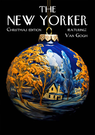 Christmas edition of The New Yorker ornament featuring Van Gogh-inspired winter landscape painting.