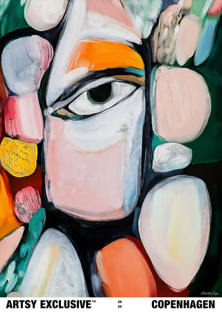 Abstract face painting with vibrant colors and bold shapes from Vibrant Harmony by Martin Zen.