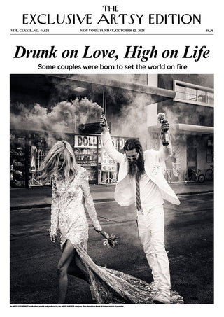 Black-and-white photo of a stylish couple joyfully celebrating amid smoke, featured for Drunk On Love Artsy Edition.