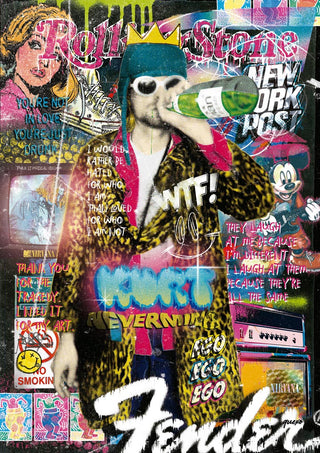 Artwork for Kurt 2 by Ricardo Noble, showing a man in sunglasses and leopard print suit amid vibrant pop art.