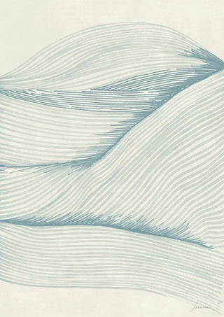 Abstract blue lines resembling ocean waves, featured on the Ocean in lines 02 product page.