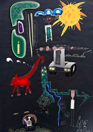 A Day In A Life by Art Guveau - colourful doodles on a black ground