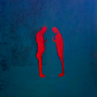 Echo Chamber by Nectarios Livisianos - two red figures facing each other on deep blue