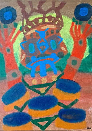 uppstigning by Hampus Nerén - crowned face in a lime halo