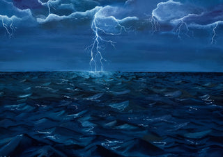 A Distant Storm by KG Studio - lightning over a deep blue sea