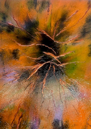Copper Branches by Da Winters - copper lines branching from a dark centre on burnt orange and black