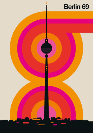 Berlin 69 by Bo Lundberg - the Fernsehturm rising through concentric orange and pink rings