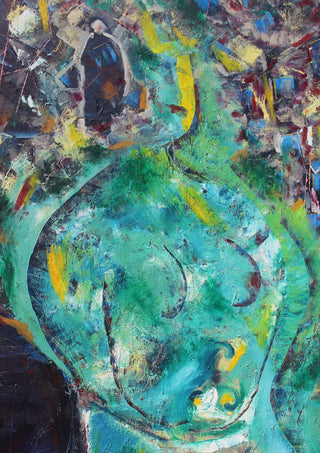 Belly of the Sea by António D'Albuquerque - a green torso rising from scraped layers of colour