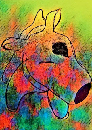 Color Pitbull by Nittaart - a dog's head in black line over a mottled field of colour
