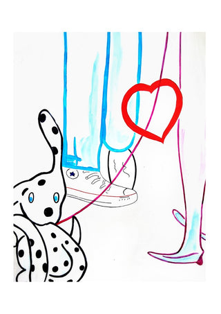 The third wheel by NKo - a dalmatian below two pairs of legs with a red heart