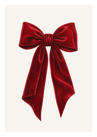 Red velvet bow by Ohkimiko - a deep red velvet bow on warm cream