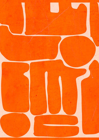 Modern Abstract Minimal Shape 162 by ThingDesign - hand cut orange blocks on a cream ground