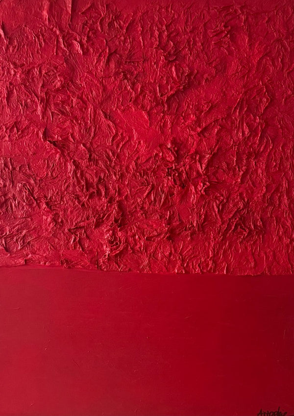 Große Liebe by Sophie Schillen - a deep red abstract with heavy texture above a smooth crimson field