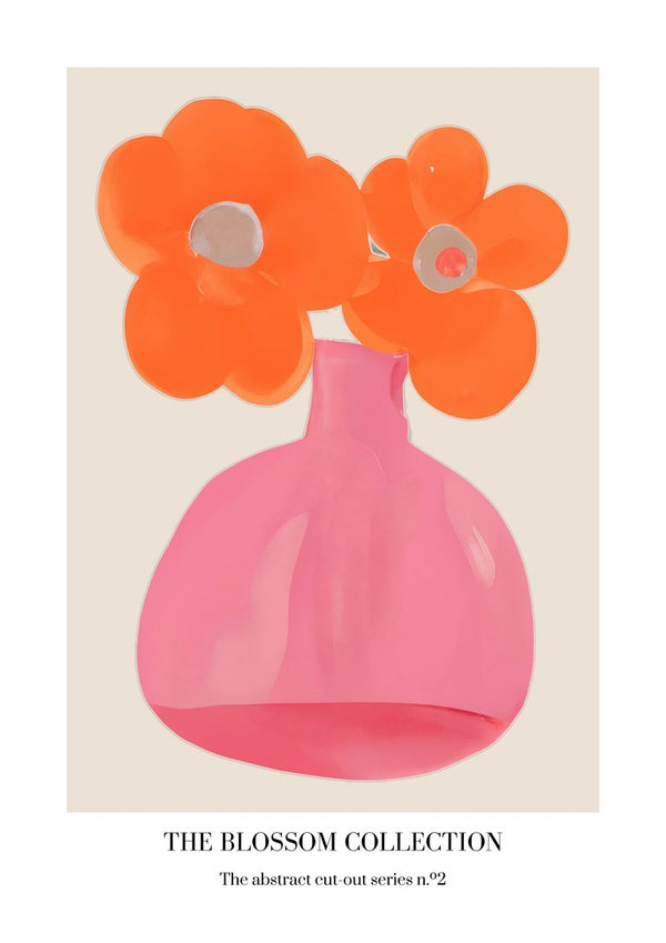 The blossom collection nr. 2 by Interiorisla - orange flowers above a pink glass vase on cream