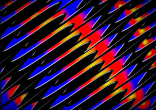 The Magic of Colors by Walter Zettl - diagonal blades of blue, red, violet and yellow on black