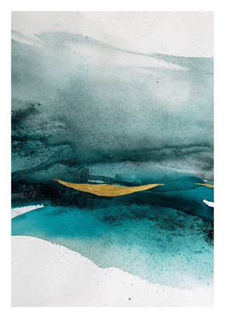 Emerald paradise by Tania Zubareva - emerald and teal washes with a band of gold across the middle