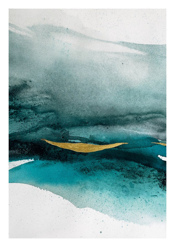 Emerald paradise by Tania Zubareva - emerald and teal washes with a band of gold across the middle