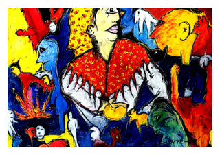 Todos Comem, Todos Gostam by Corre-Pé - a crowd of faces and animals in red, yellow and blue